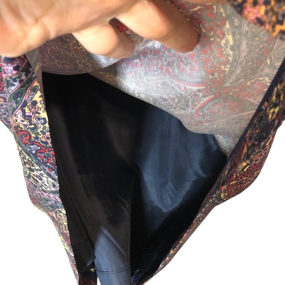 Vtg 70's 80's Silk Skirt Baroque Paisley Colorful Pencil Retro Goth Bohemian - Picture 5 of 10